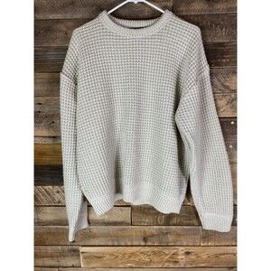 SPECIALTY COLLECTION Men's Oatmeal L 100% Acrylic Waffle Knit Crewneck Sweater
